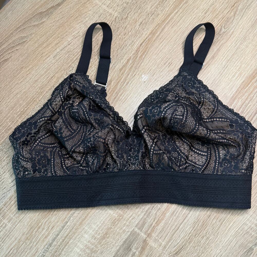 Glamorise womens Bramour Gramercy Luxe Lace Wire-free Bralette - Black 36DD